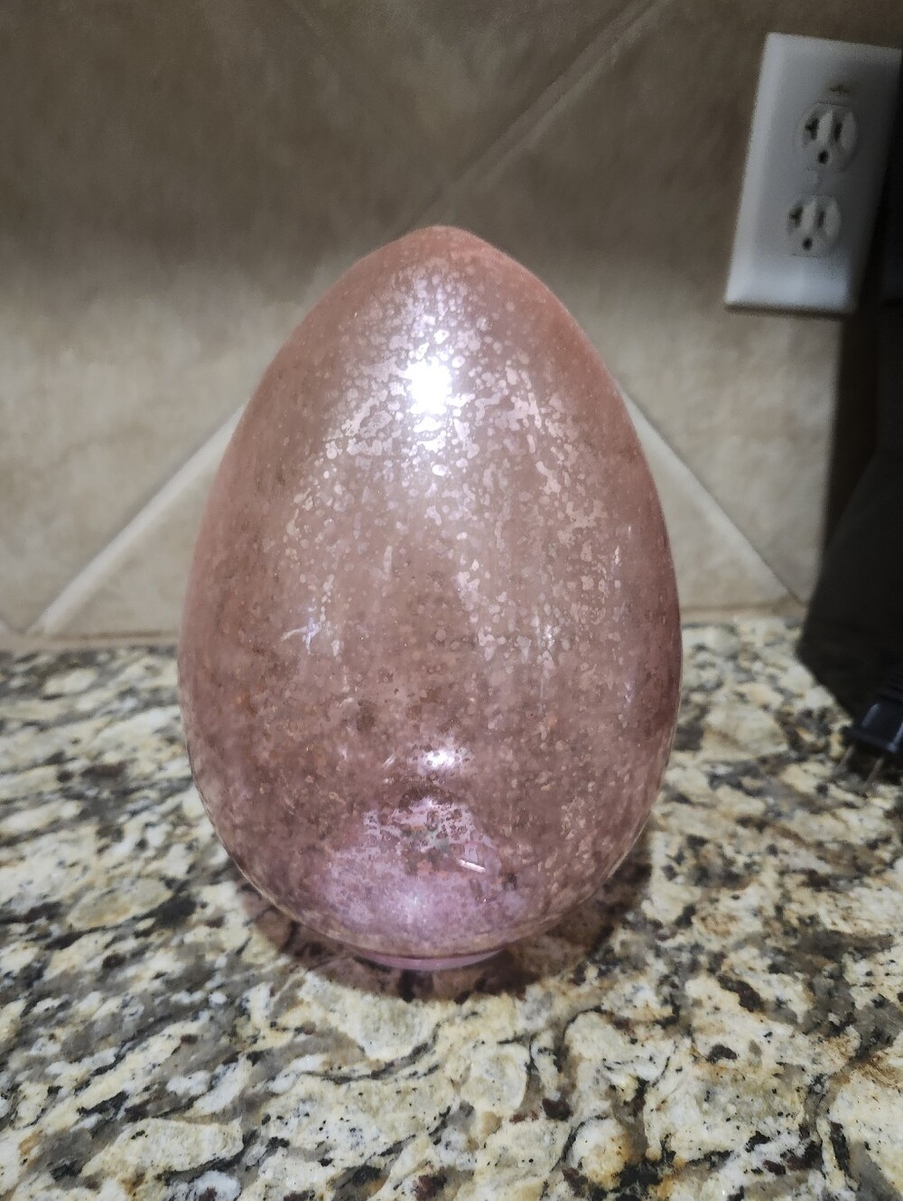 Pink Crackle Glass Decorative Egg Light Up Fairy